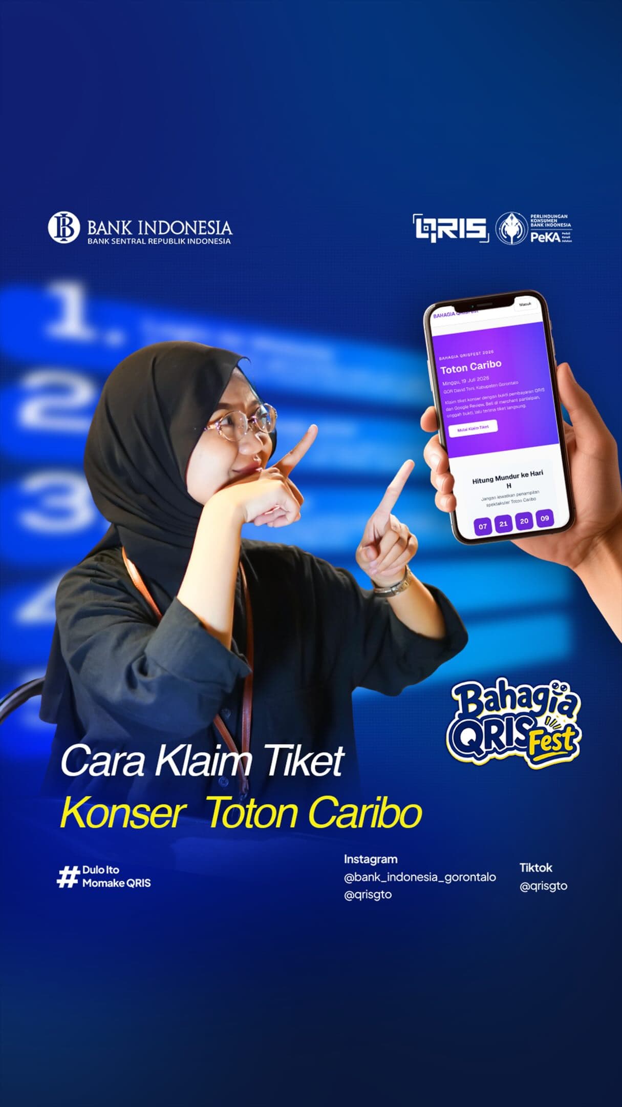 Cara klaim tiket konser Toton Caribo dalam rangkaian Bahagia QRIS Fest 2026.